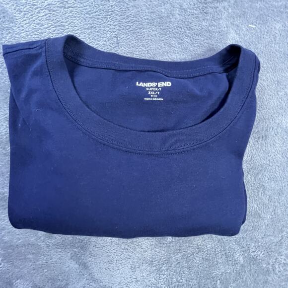 Lands End Shirt Mens 3XL Tall Navy Blue Long Sleeve Crewneck Super-T Cotton Big - Picture 5 of 5